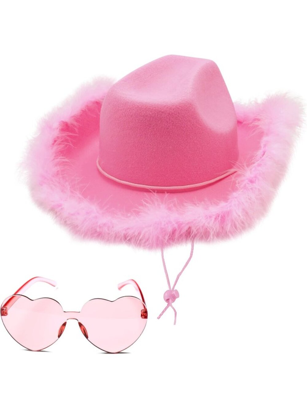 New Cowboy Hat with feathers With Heart Shaped Sunglasses for Women